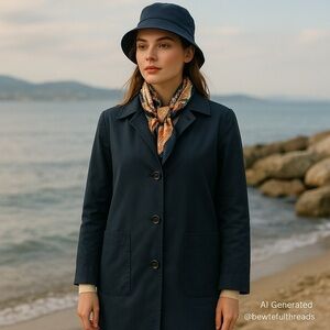 Paul & Shark Made in Italy Navy Cotton Blend Coat — Size 42 (EU) / 6 (CAN)